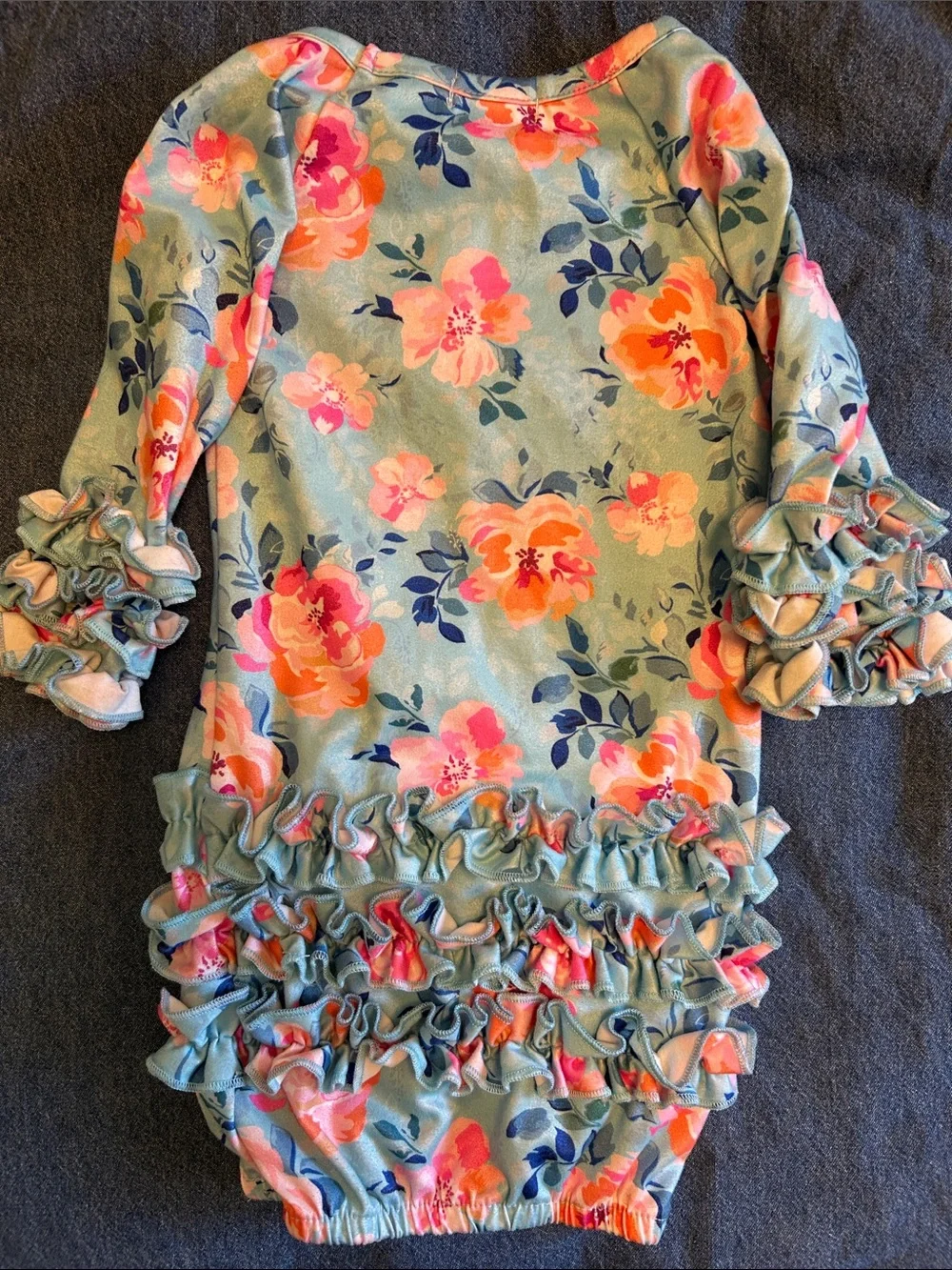 Clover Cottage Apparel floral ruffled baby garment size NB